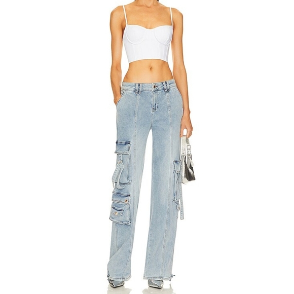 Retrofete Alejandra Cargo Pant in Vintage Celeste Size 24/27 - Picture 5 of 16